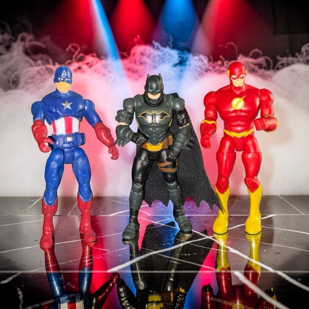 DC Universe Captian America BatCycle Batman & Flash Articulated Figures 4” A71